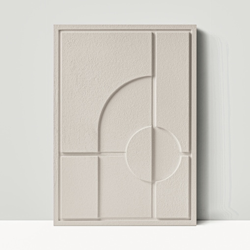 Obraz 3D 50x70cm Geometric I – Dekoracja Ścienna z Tynku Naturalnego, Natural Cream Minimalistyczny Relief