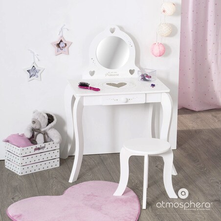Toaletka dla dziewczynki z lustrem, 70.5 x 50.5 x 91 cm, Atmosphera for kids