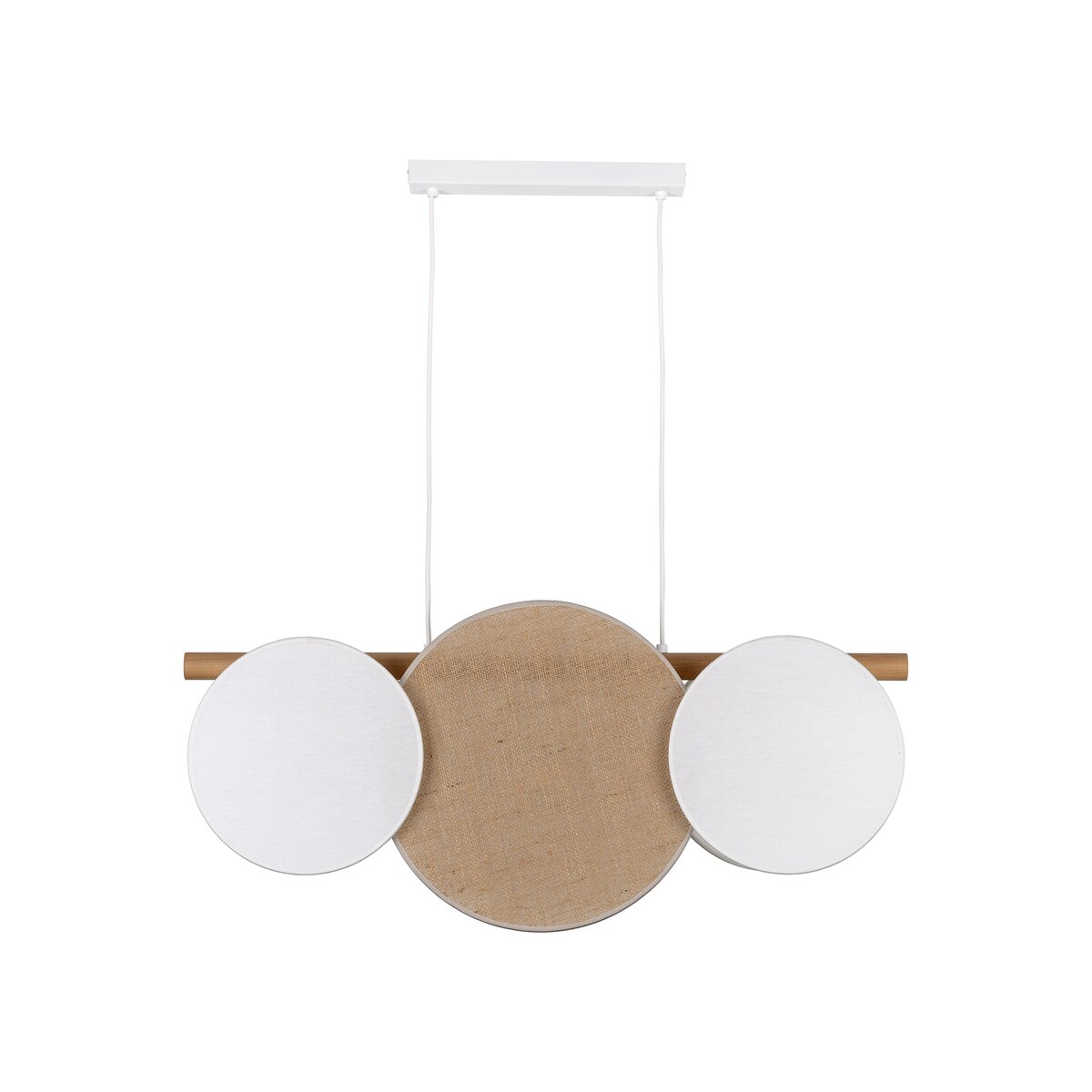 Lampa wisząca TK Lighting PULSE 10005 3xE27 biała z drewnem i jutą, regulowana wysokość, nowoczesna do salonu i jadalni