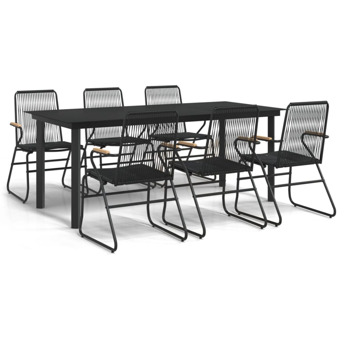 vidaXL 7-częściowy zestaw mebli ogrodowych, czarny, rattan PVC