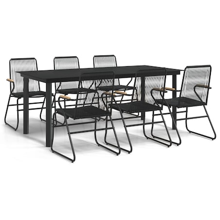 vidaXL 7-częściowy zestaw mebli ogrodowych, czarny, rattan PVC