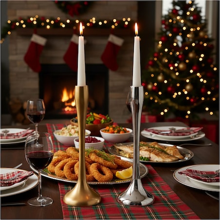 Świecznik Metalowy Pojedynczy Na Świecę Świeczki Świąteczny Glamour 31 cm