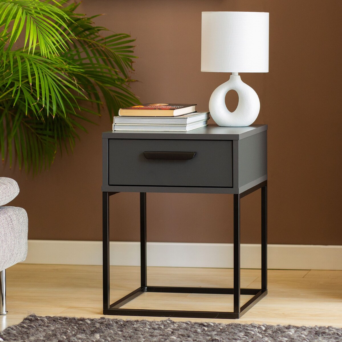 Konsimo RECTUS Zestaw stolików nocnych 2szt.w kolorze antracytowym