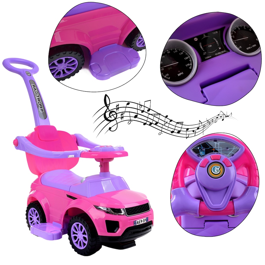 Jeździk FUNFIT KIDS różowy samochodzik dla dzieci pchacz 3w1 do 27 kg