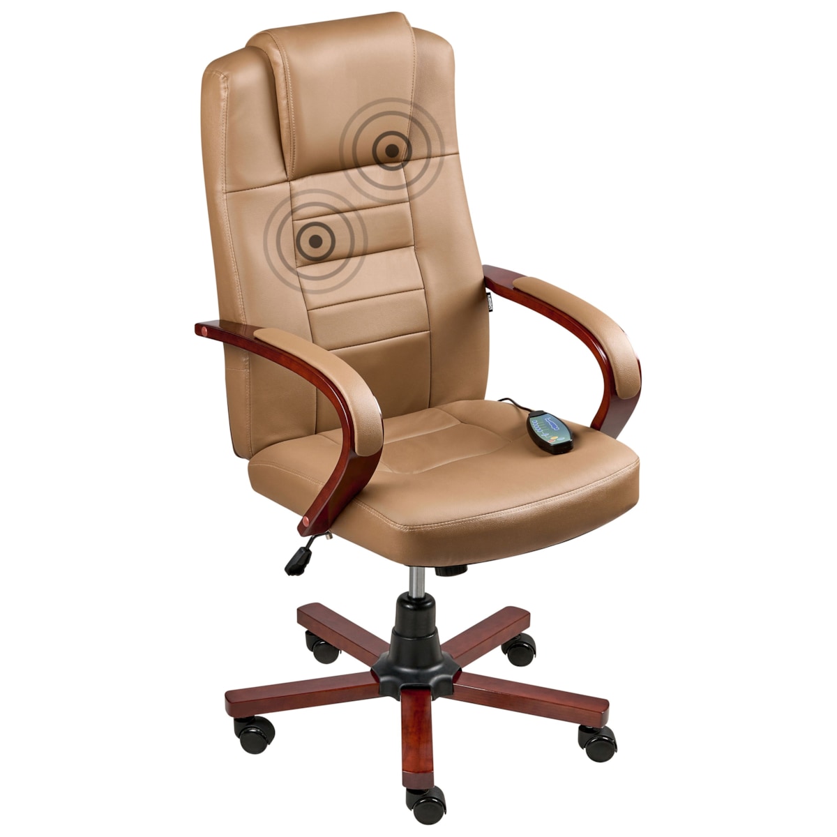 Fotel z masażem DIAMOND Z funkcją podgrzewania Skóra naturalna Jasnobrązowy