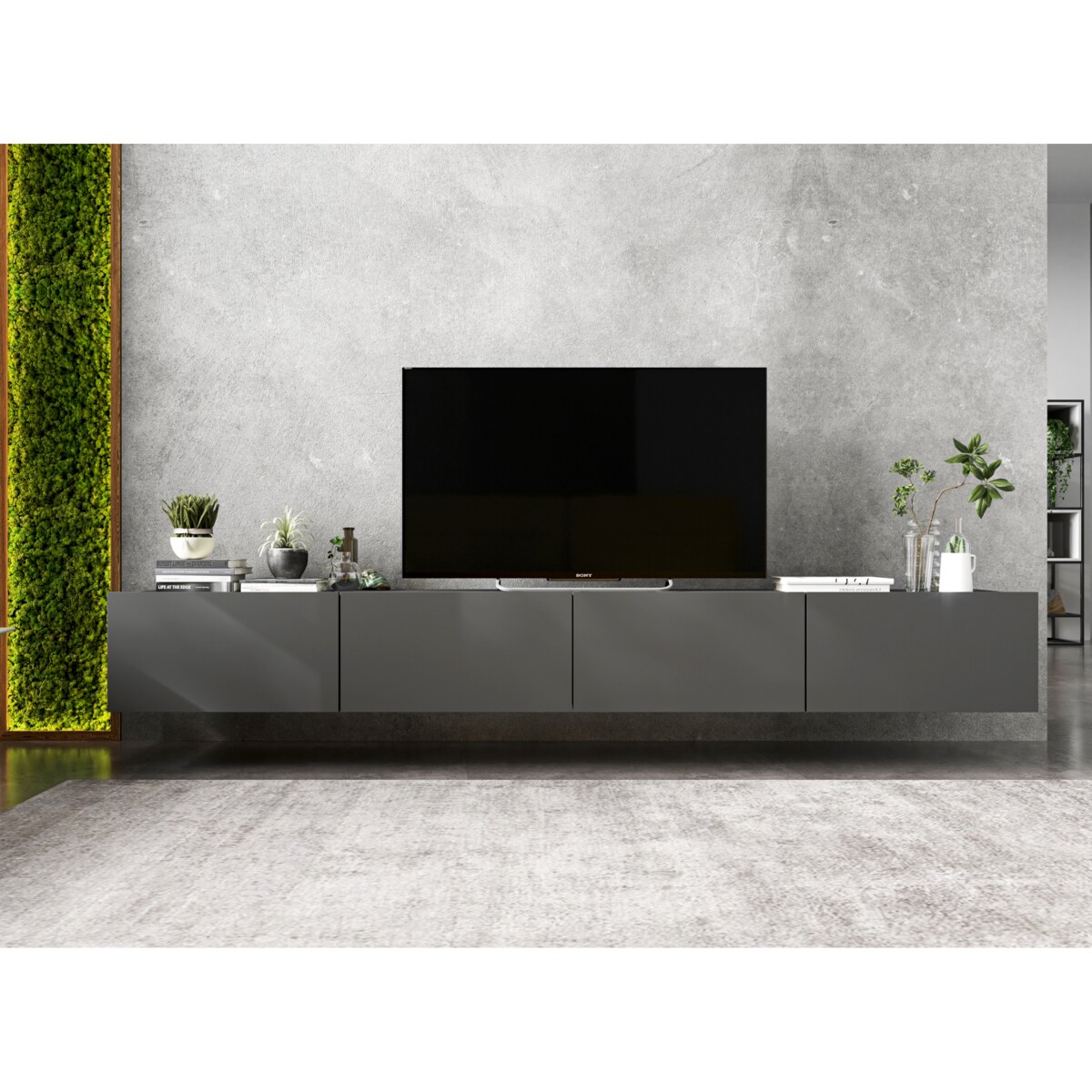 Wisząca Szafka RTV Komoda Loft Industrialna Grafit MAT 120 cm