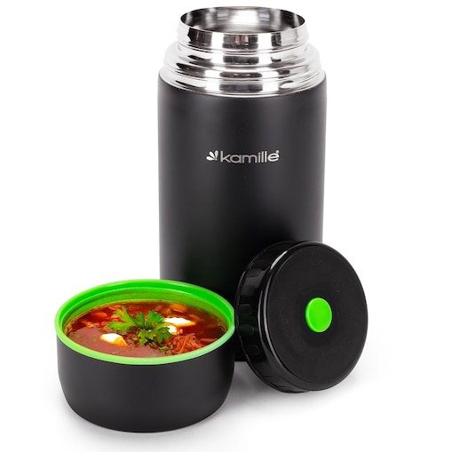 Termos czarny obiadowy lunchbox lunch box na zupę obiad 1L KAMILLE