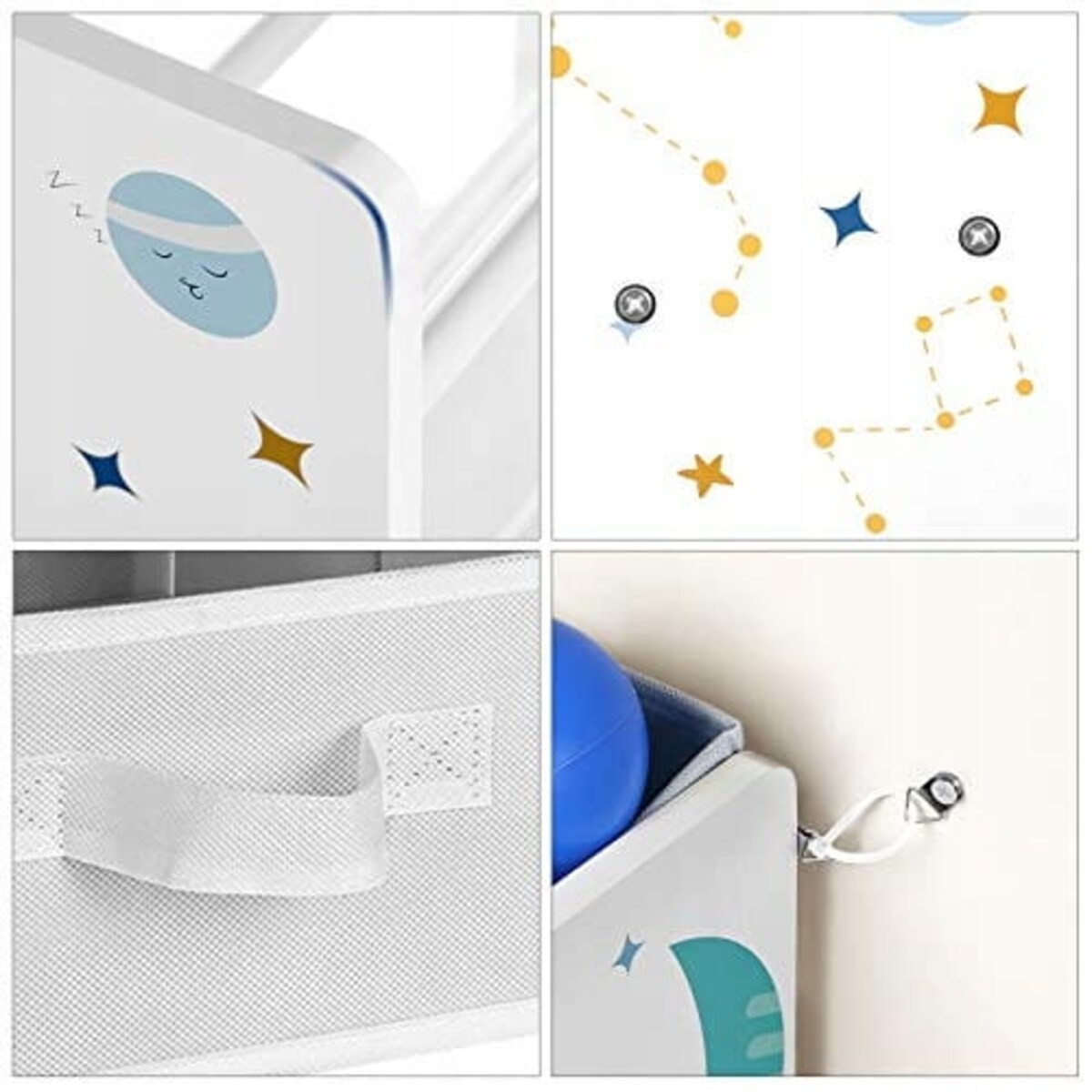 Regał Na Zabawki 62,5X29,5X60 Cm Biały, Szary, Niebieski, Wielokolorowy