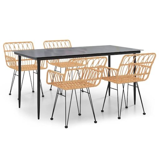 vidaXL 5-częściowy zestaw mebli ogrodowych, polirattan