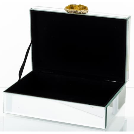 Szkatułka szklana z ozdobnym kamieniem 8x24,5x16,5 cm