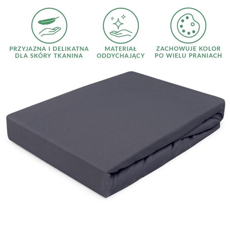 Prześcieradło jersey z gumką 60x120 kolor Antracyt, Darymex