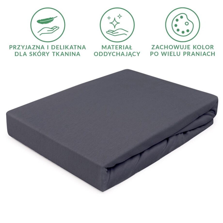 Prześcieradło jersey z gumką 60x120 kolor Antracyt, Darymex