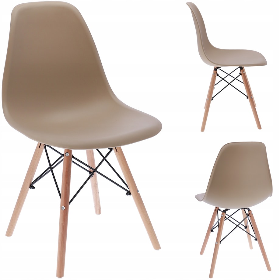 Krzesło skandynawskie wyprofilowane EVA beżowe