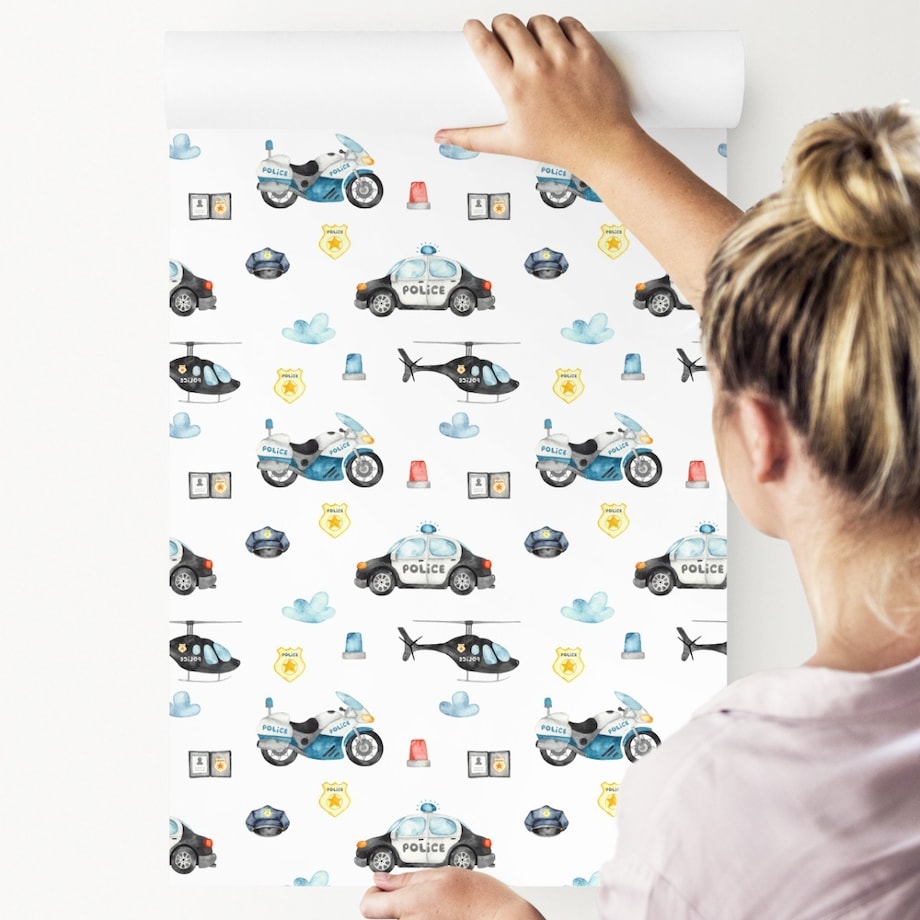 Tapeta Dla Dzieci POLICJA Auta Motory Helikoptery