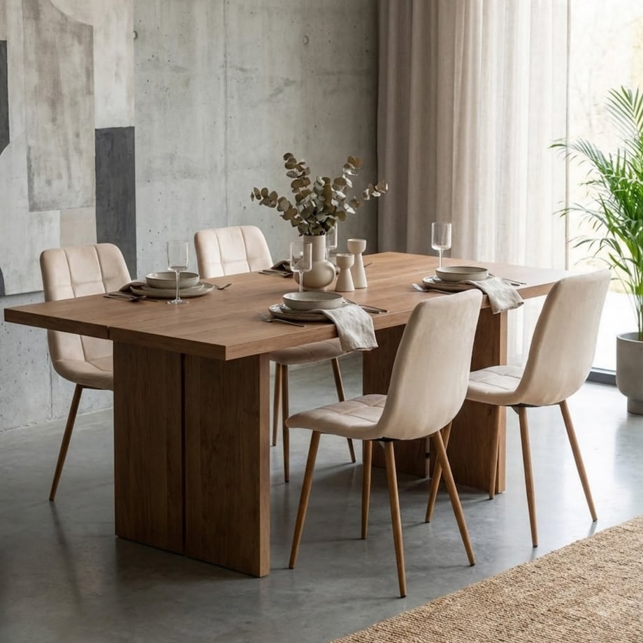 Krzesło tapicerowane do salonu beżowe welurowe pikowane