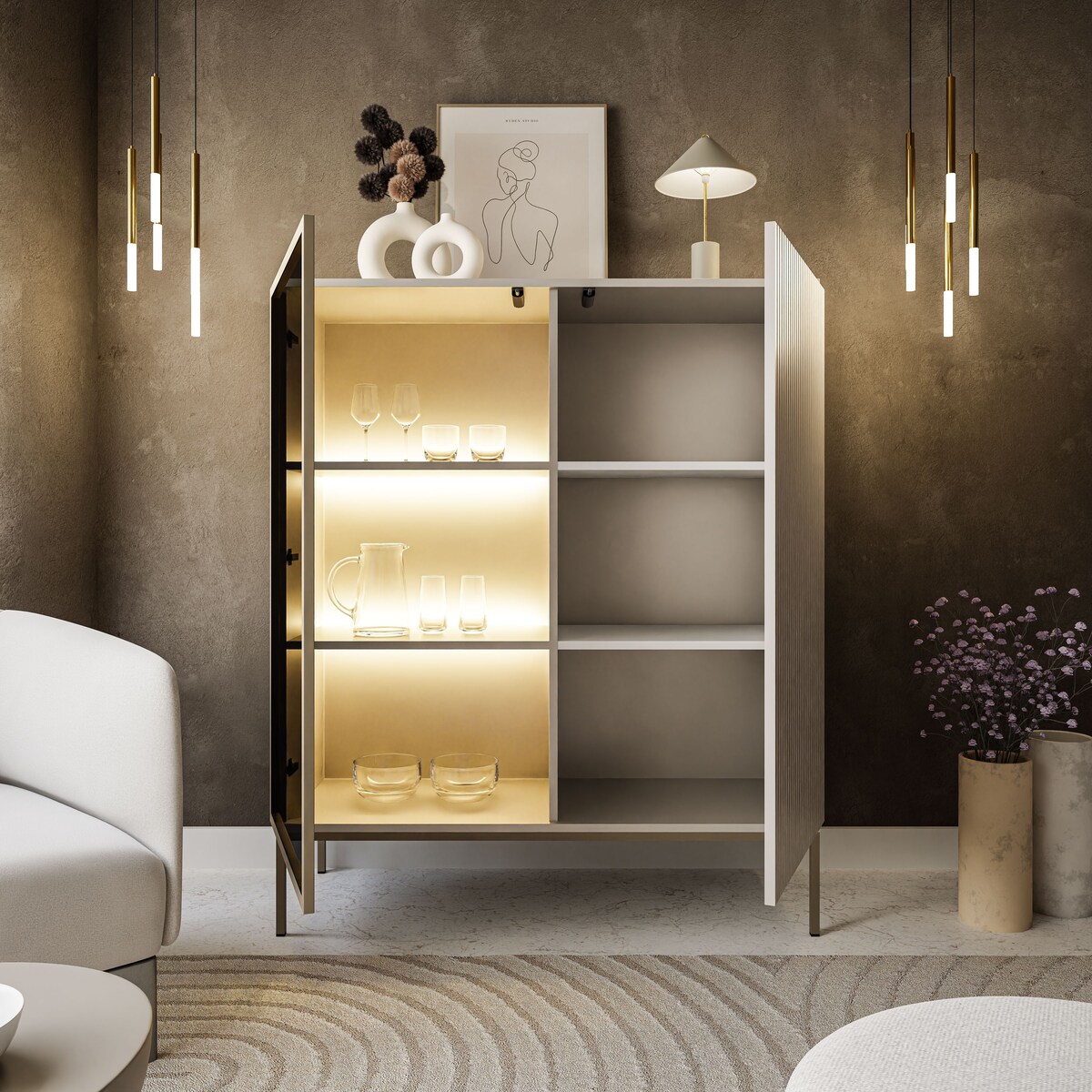 Witryna ECLIPSE WT104 z oświetleniem kaszmir