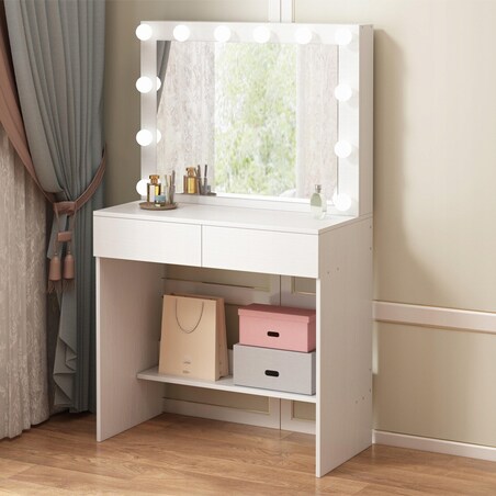 Toaletka z lustrem led kosmetyczna makijażu wizażu nowoczesna glamour loft