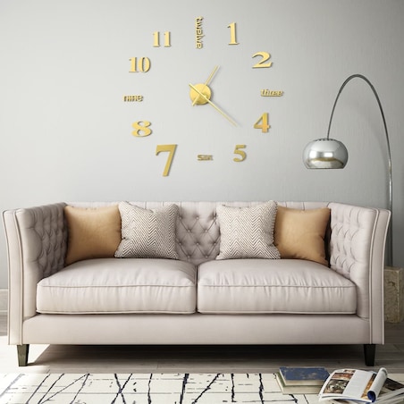 vidaXL Zegar ścienny 3D, nowoczesny design, 100 cm, XXL, złoty