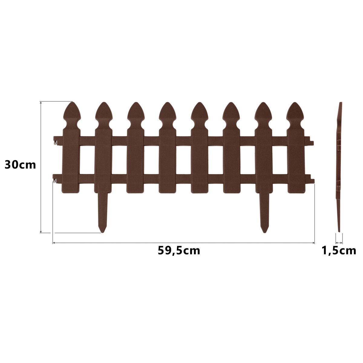 Palisada ogrodowa obrzeże ogrodowe trawnikowe brązowe Plonos tworzywo płotek 240 cm