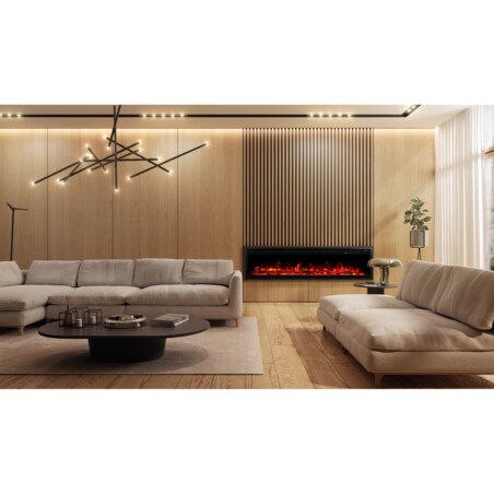 Kominek elektryczny AFLAMO Royal PRO 120 - ścienny i do zabudowy - 120x38x16 cm - kominek LED z funkcją grzania 750/1500 W