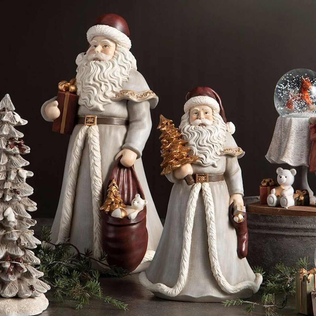 MIKOŁAJ FIGURKA 20cm ŚWIĄTECZNA SZARA BOŻE NARODZENIE DEKORACJA NA ŚWIĘTA