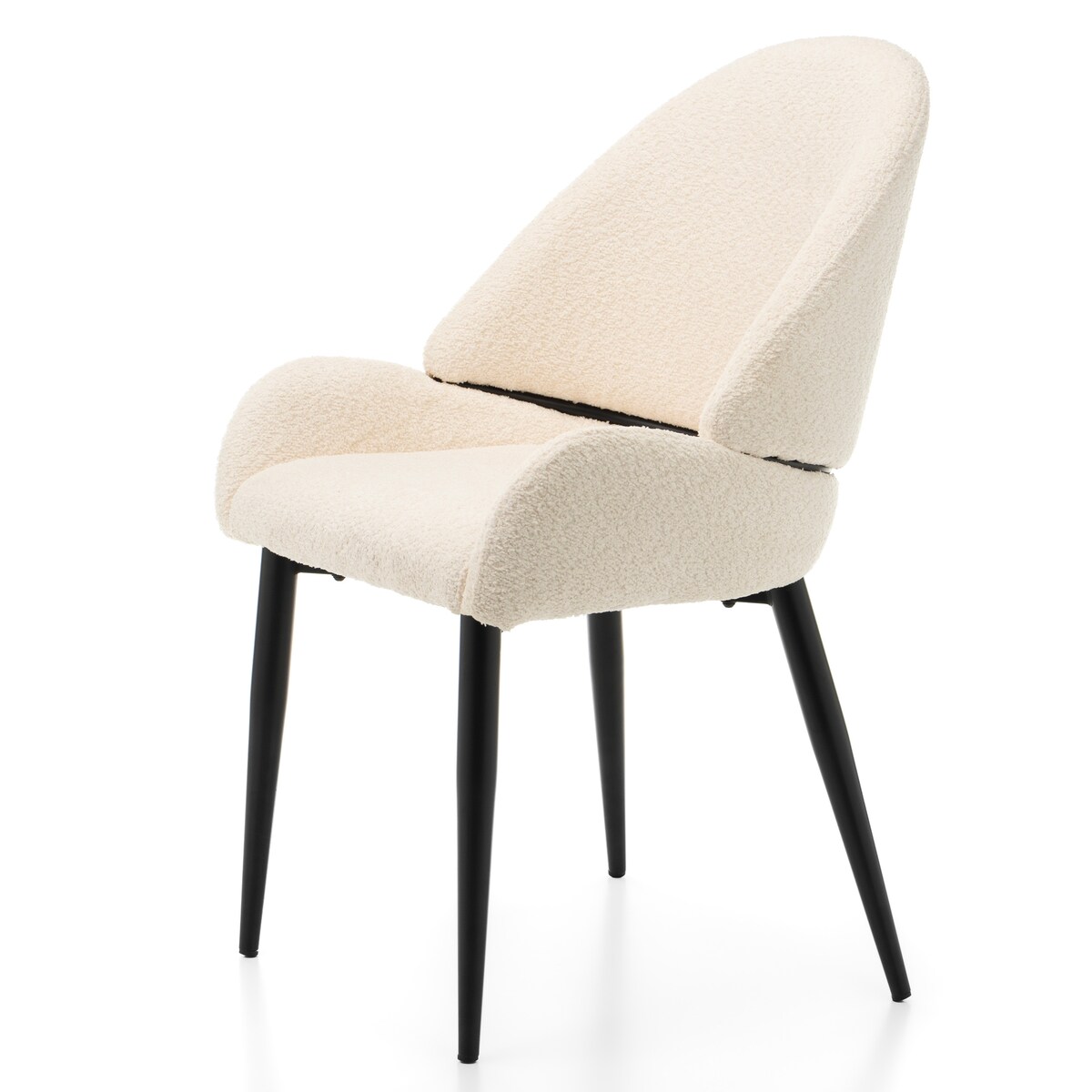 Krzesło tapicerowane boucle do salonu BERGAMO jasnobeżowe