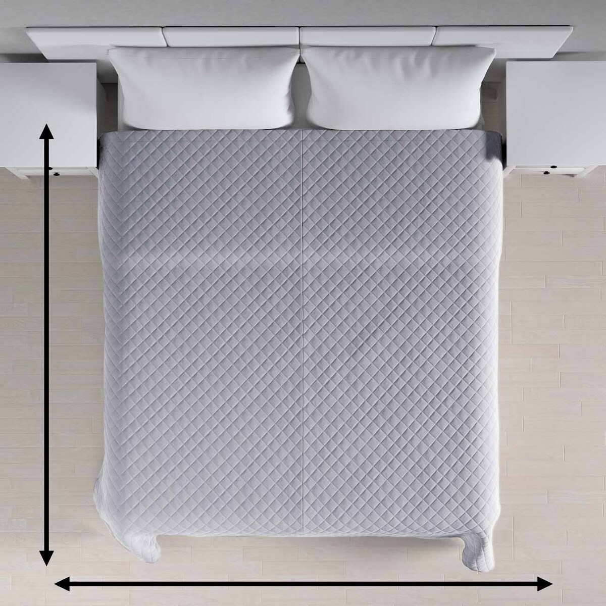 Narzuta pikowana w romby 200x210 srebrzysty szary