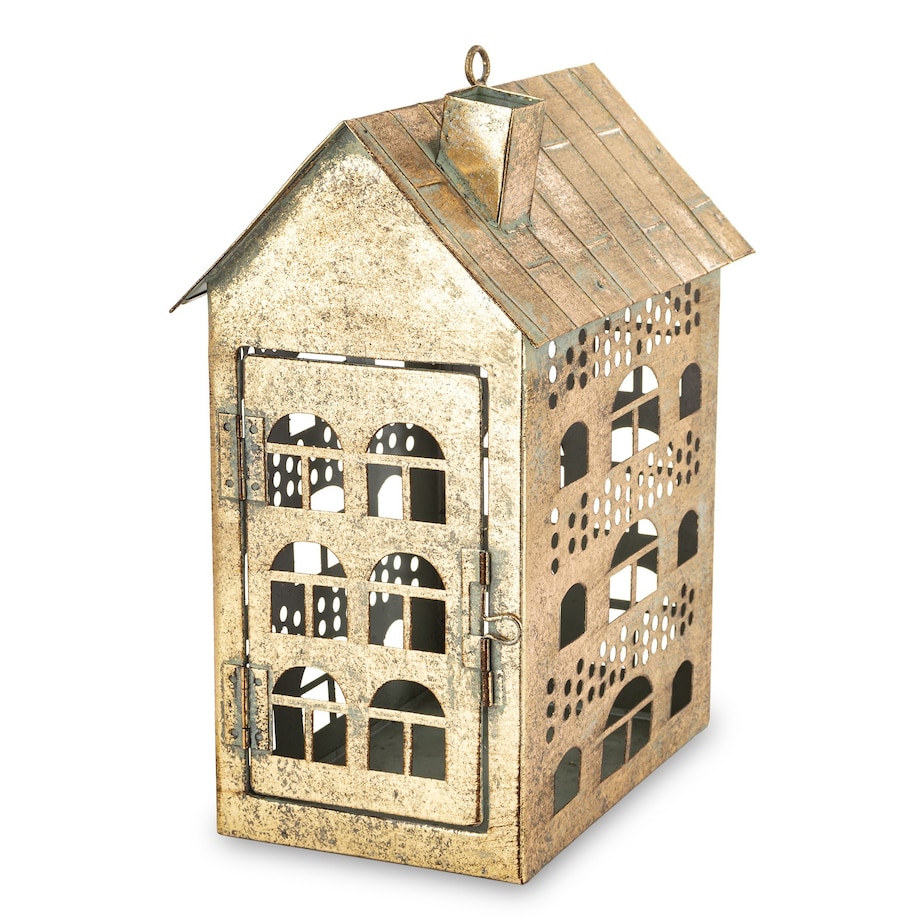 Dekoracja - metalowy domek 32x25x16 cm MUOYA z drzwiczkami