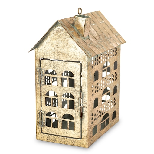 Dekoracja - metalowy domek 32x25x16 cm MUOYA z drzwiczkami