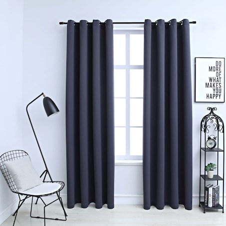 vidaXL Zasłony zaciemniające z metalowymi kółkami, 2 szt., antracytowe