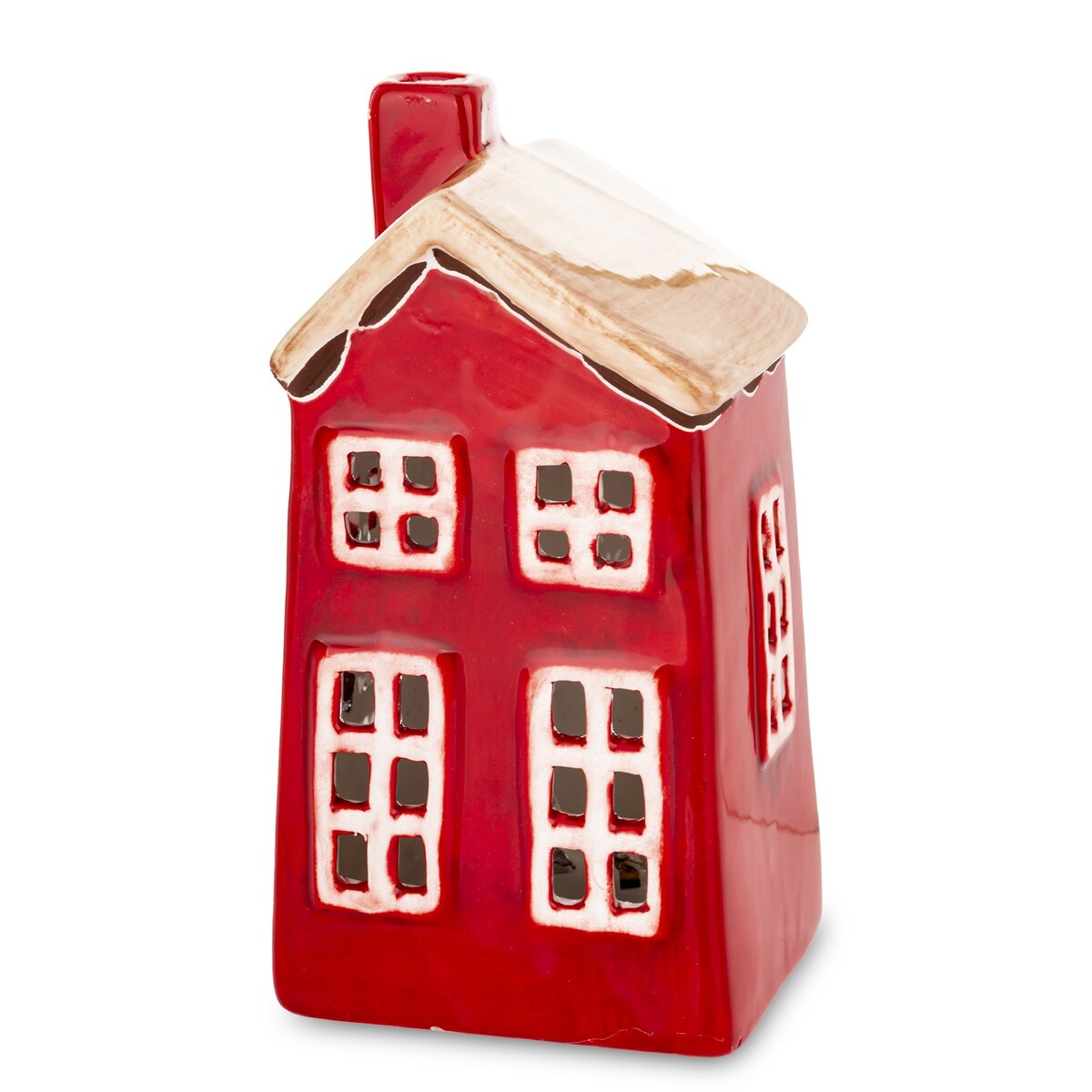 Dekoracja - kamionkowy domek LED 13x7x6 cm MARGITA-2 czerwony