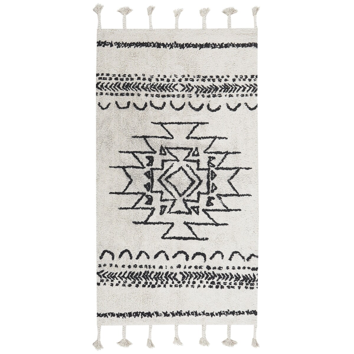 Dywan bawełniany 80 x 150 cm biało-czarny KHOURIBGA