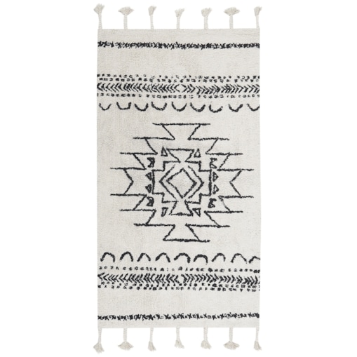 Dywan bawełniany 80 x 150 cm biało-czarny KHOURIBGA