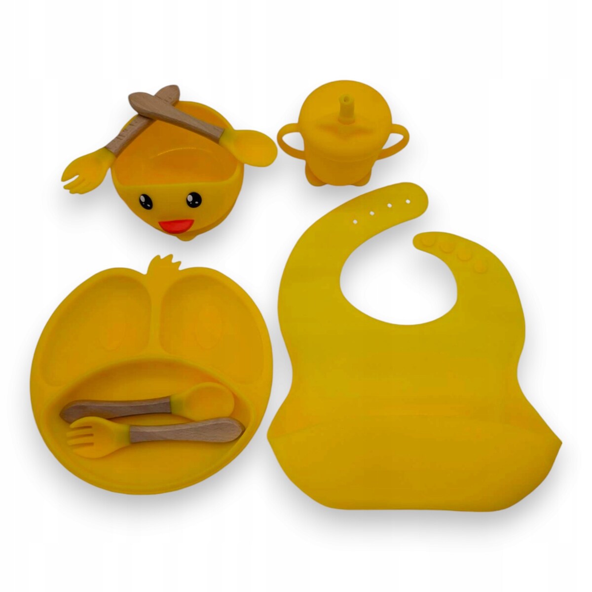 Miseczka z przyssawką silikonowa dla dziecka na przekąski łyżka widelec BLW