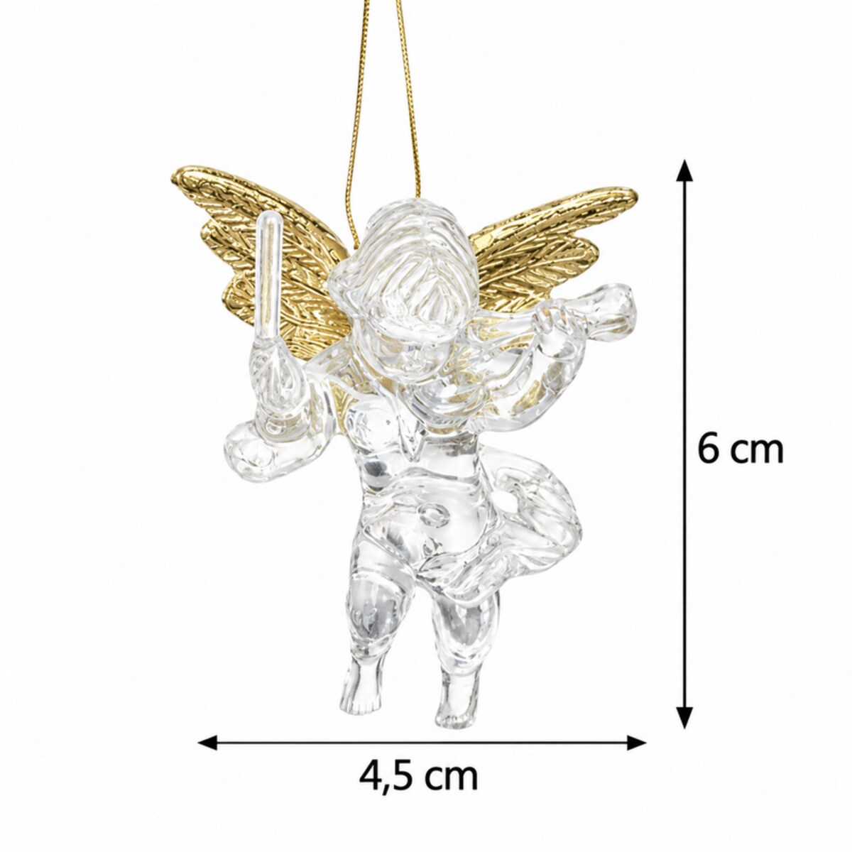 Zestaw 4 ozdób choinkowych SHP ANGEL aniołki przezroczyste złote
