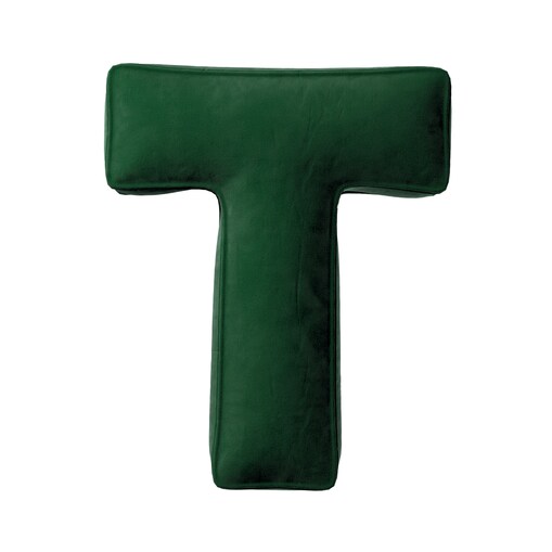 Poduszka literka T, butelkowa zieleń, 35x40cm, Posh Velvet