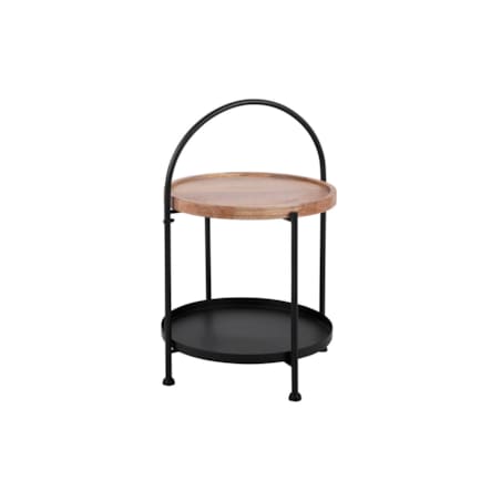 Mały stolik kawowy okrągły TRAY z blatem z drewna mango, Ø 39 x 55 cm