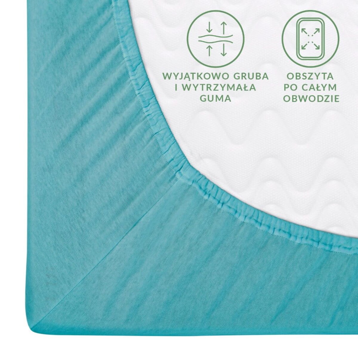 Prześcieradło jersey z gumką 120x200 kolor Turkus