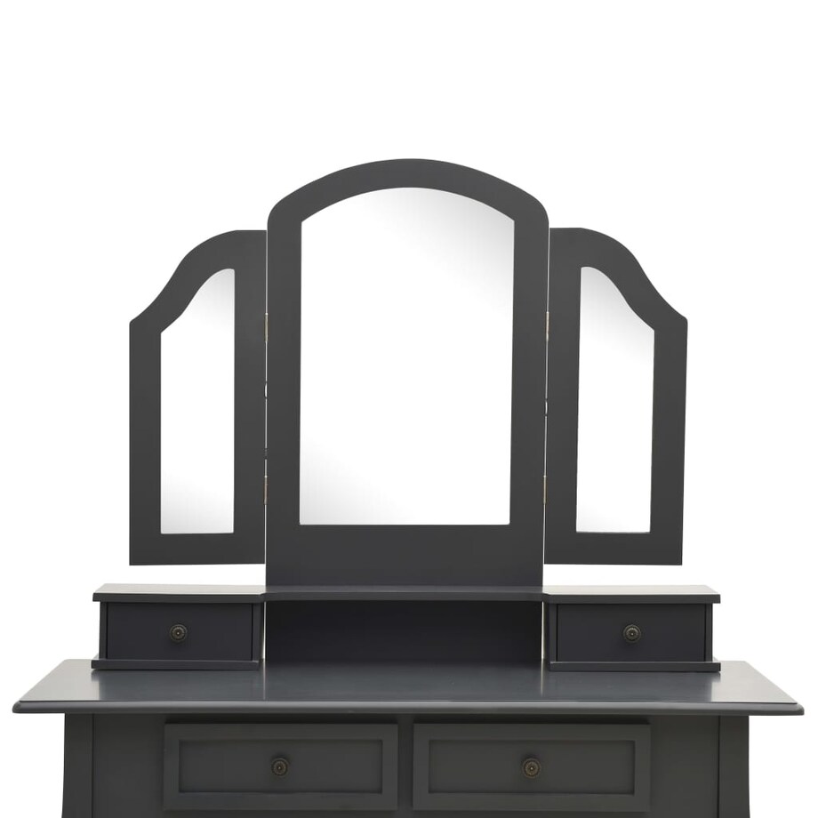 vidaXL Toaletka ze stołkiem, szara, 100x40x146 cm, drewno paulowni