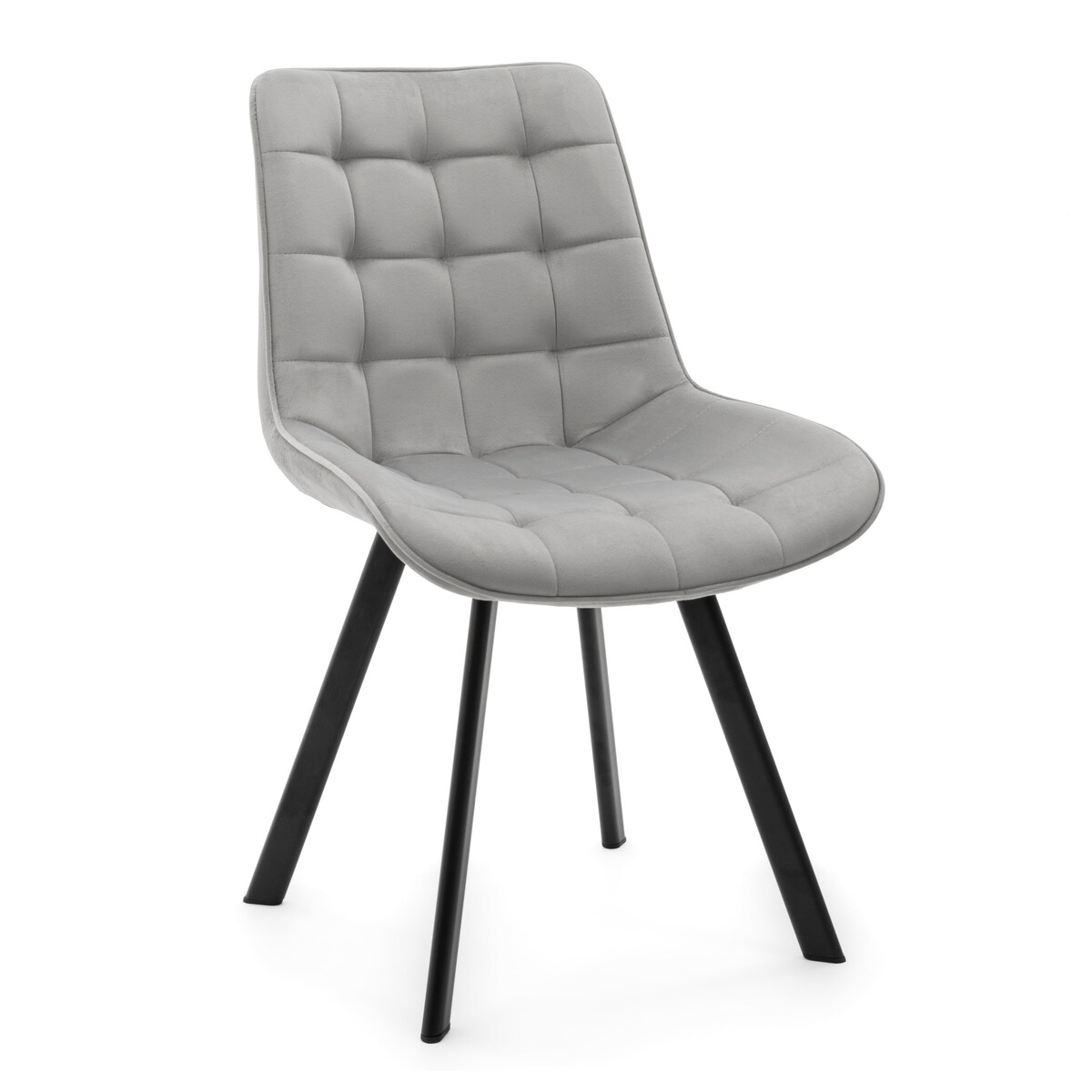 KRZESŁO TAPICEROWANE WELUROWE DO SALONU JADALNI GLAMOUR JASNOSZARE TORI