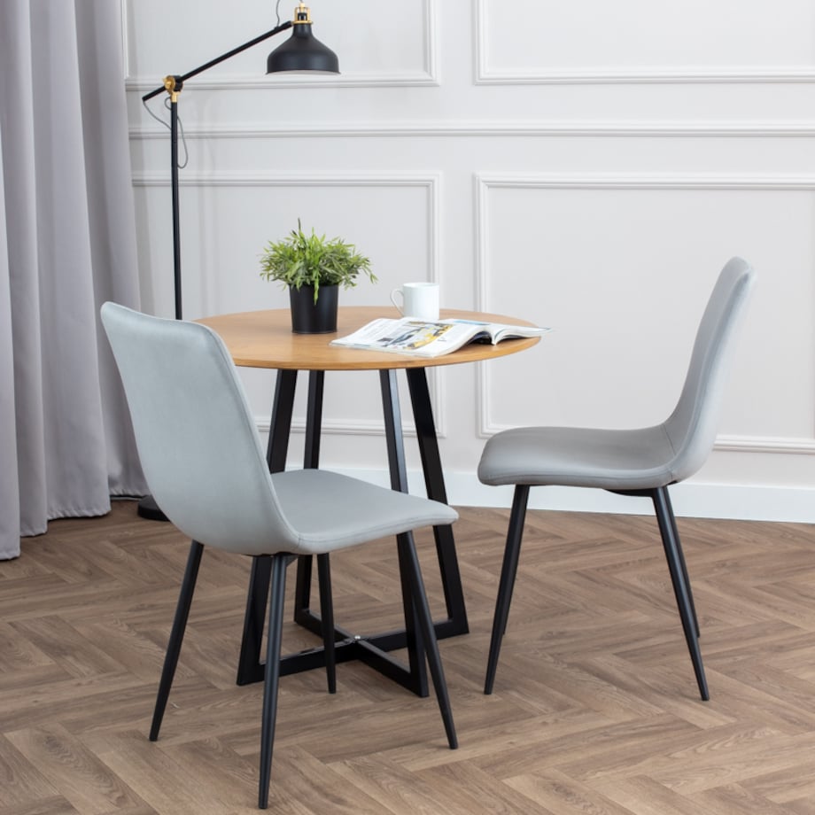 Krzesło tapicerowane welurowe klasyczne szare gładkie do salonu jadalni