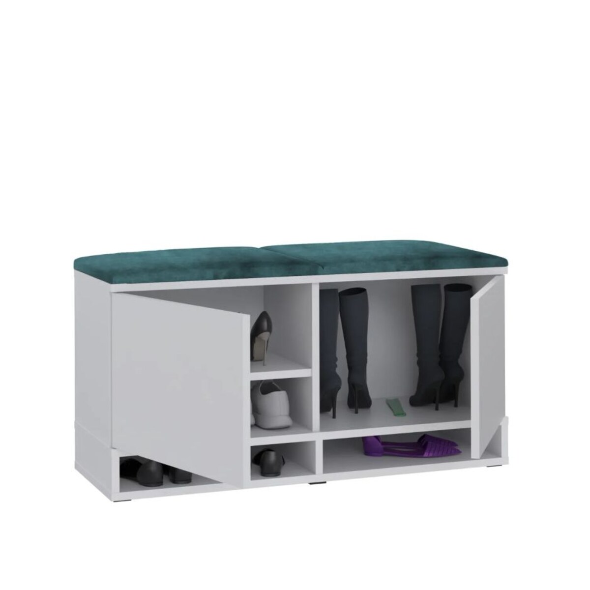 Szafka na buty z siedziskiem i wieszakiem DUBAI biała/zielona