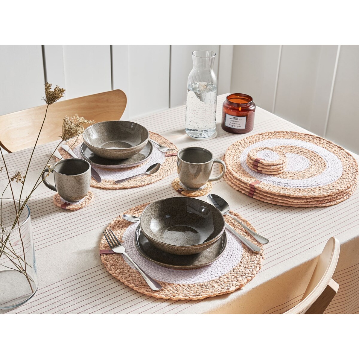 Zestaw 12 podkładek na stół TUMERIC Naturalny Juta