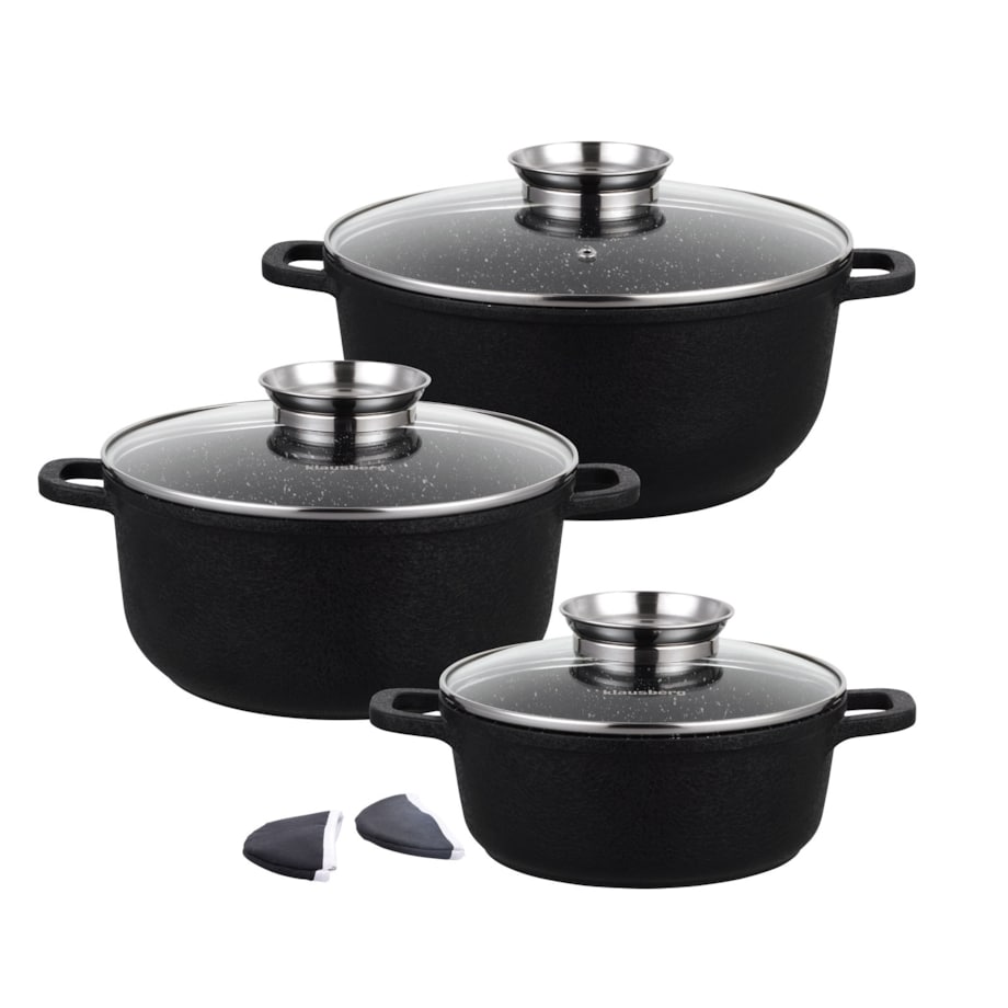 Zestaw 3 garnków z powłoką granitową 2.5l/4.3l/6.8L 8 ele KLAUSBERG crack design