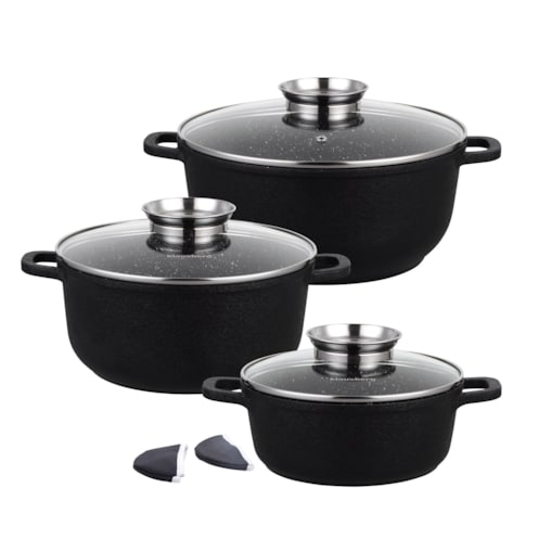 Zestaw 3 garnków z powłoką granitową 2.5l/4.3l/6.8L 8 ele KLAUSBERG crack design