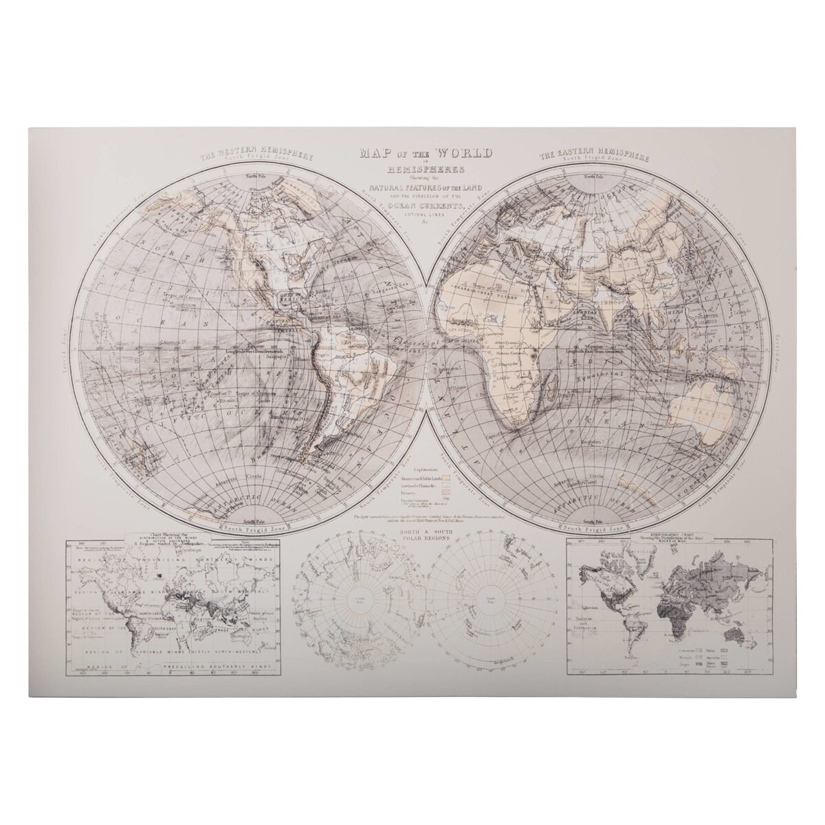 Mapa świata, dekoracja ścienna, 58 x 78 x 2,5 cm