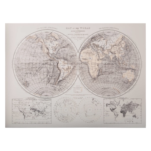 Mapa świata, dekoracja ścienna, 58 x 78 x 2,5 cm
