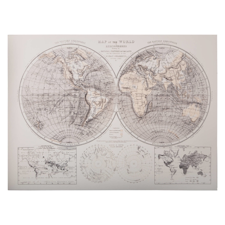 Mapa świata, dekoracja ścienna, 58 x 78 x 2,5 cm