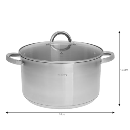 Garnek stalowy z pokrywką indukcja gaz 9.5L 28cm KLAUSBERG