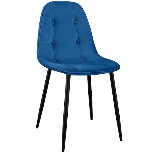 Krzesło tapicerowane welurowe pikowane do salonu z guzikami granatowe